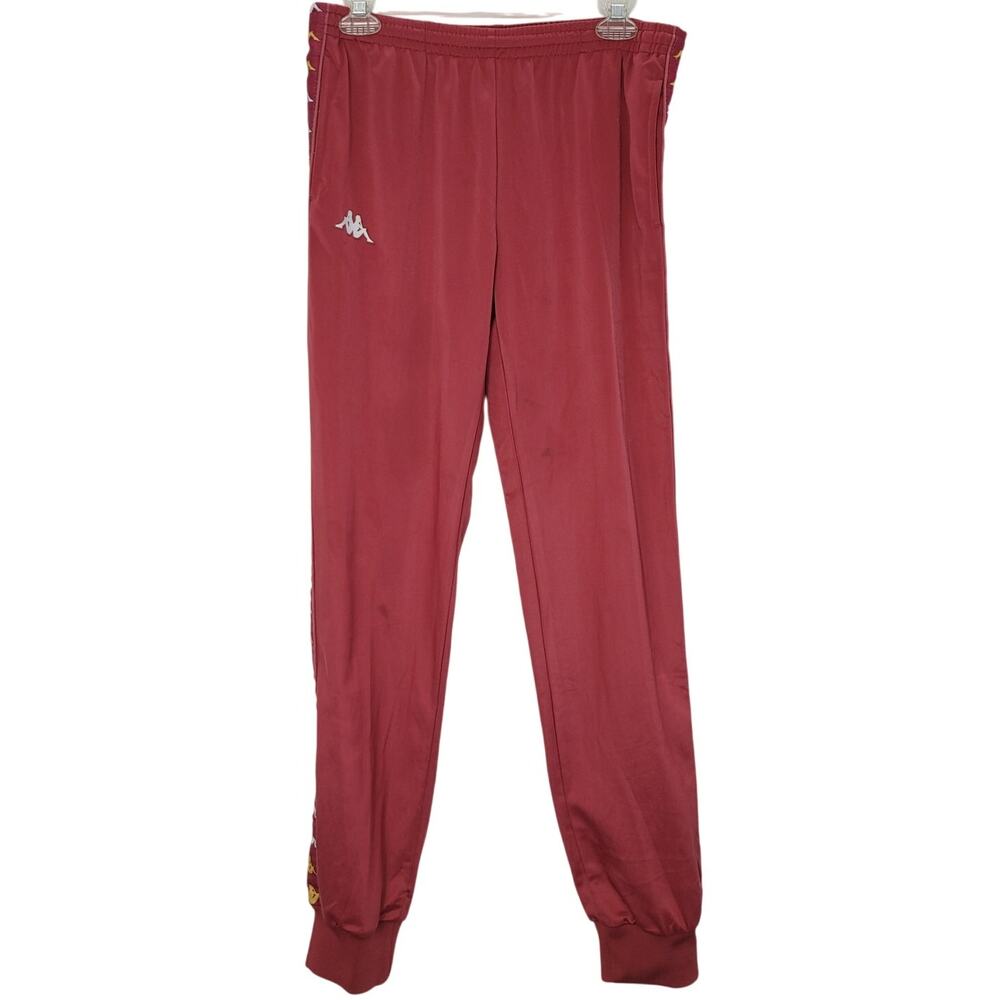 Kappa 222 Training Jogger Track Pants Elastic Waist Red Logo Trim Womens Small
